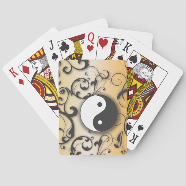 Black With Bronze Yin & Yang Playing Cards (Back)