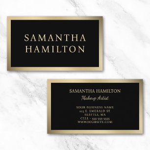Black with Champagne Gold Gradient Border Business Card