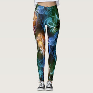 Black with Colour Liquide Smoke Pattern Leggings
