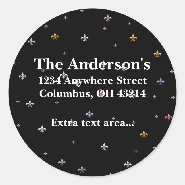 Black with Colourful Fleurs Address Labels (Front)