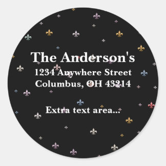 Black with Colourful Fleurs Address Labels