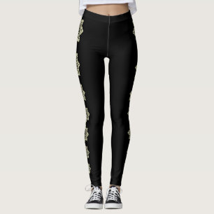 Black with cream medallions leggings