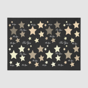 Black With Cream Stars Tissue Paper