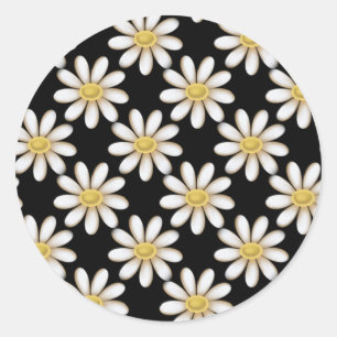 Black with Daisy Flowers Stickers