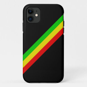 Black with Diagonal Rasta Stripes/ iPhone 11 Case