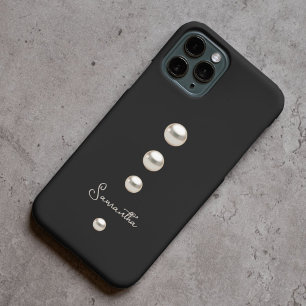 Black with Elegant Pearl Design iPhone 15 Pro Max Case