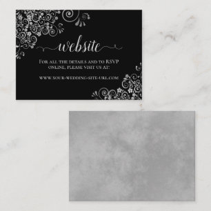 Black with Elegant Silver Frills Wedding Website Enclosure Card