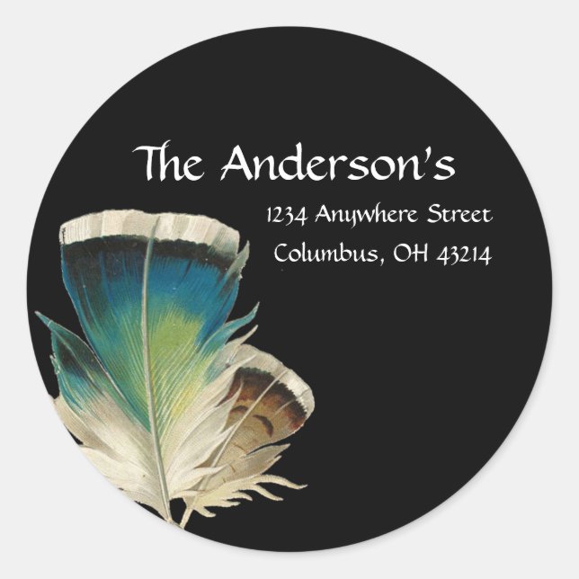 Black with Feathers Address Labels (Front)