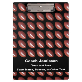 Black with Football, Personalised Name, for Coach Clipboard