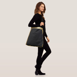 Black with Gold Border Classy Simplistic Crossbody Bag