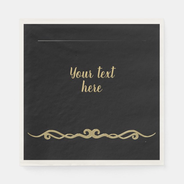 Black with gold flourish TEMPLATE Napkin (Front)