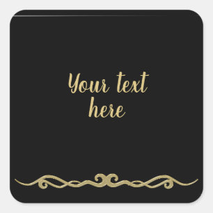 Black with gold flourish TEMPLATE Square Sticker
