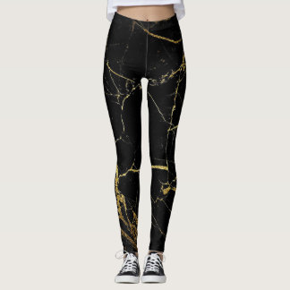 Black with Gold Foil Leggings