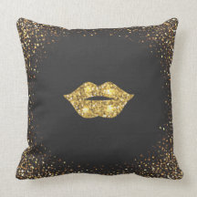 Black with Gold Glitter and Gold Lips