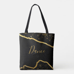 Black with Gold Glitter Dance Tote