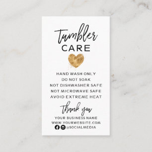 Black with Gold Heart Tumbler Care Business Card