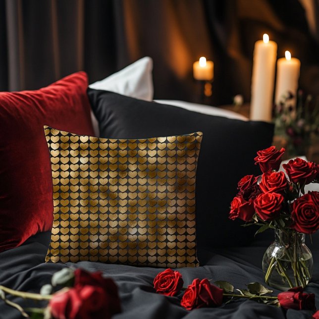 Black with Gold Hearts Cushion (Creator Uploaded)