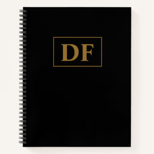 Black With Gold Initials Notebook