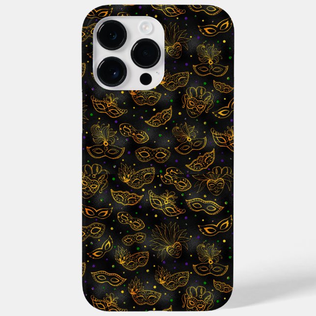 BLACK WITH GOLD MARDI GRAS MASKS Case-Mate iPhone CASE (Back)