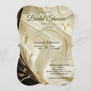 Black with Gold on Champagne Silk Bridal Shower Invitation