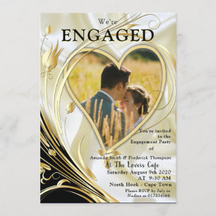 Black with Gold on champagne Silk Invitation