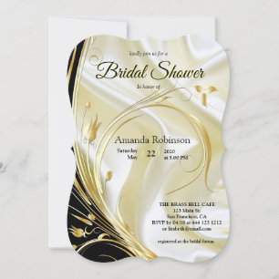 Black with Gold on Champagne Silk Invitation