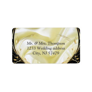 Black with Gold on Champagne Silk Label