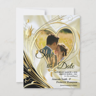 Black with Gold on Champagne Silk  Save the Date Announcement