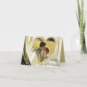 Black with Gold on Champagne Silk Thank You Card