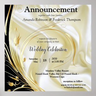 Black with Gold on Silk texture Poster