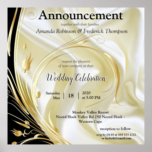 Black with Gold on Silk texture Poster (Front)