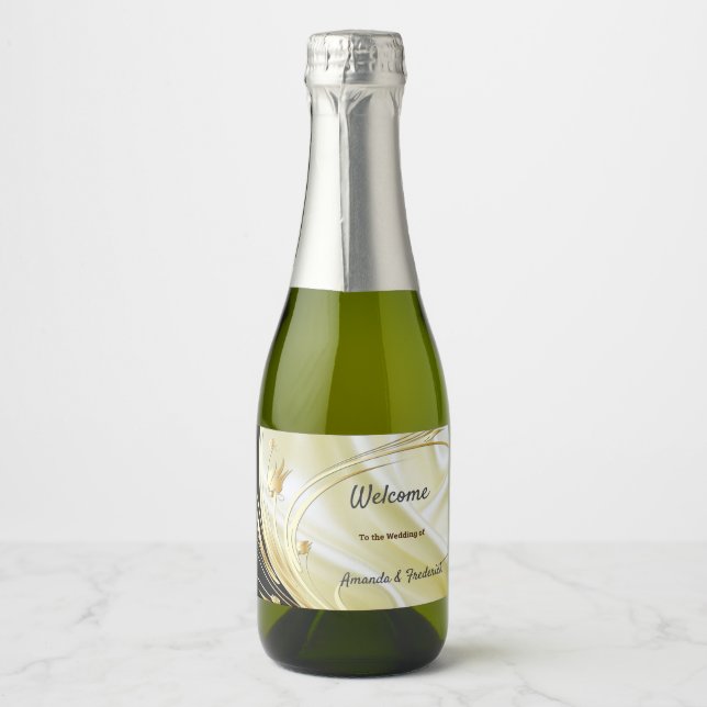 Black with Gold on Sparkling Wine Silk Sparkling Wine Label (Front)