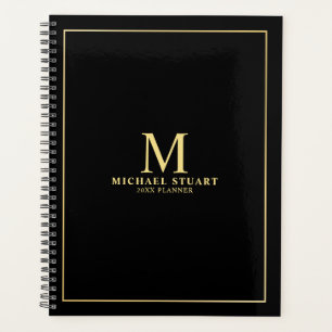 Black with Gold Personalised Monogram and Name Planner
