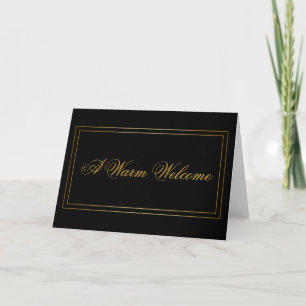 Black with Gold Rectangle Box Welcome Card
