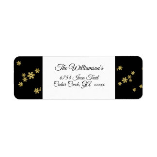 Black with Gold Snowflakes Return Address Labels