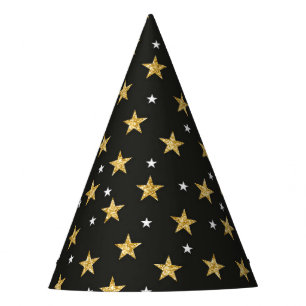 Black with Gold Stars Party Hat