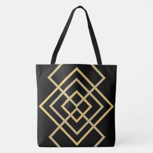 Black with  Gold stripes Tote Bag
