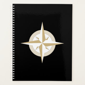 Black with Gold White Compass Planner