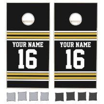 Black with Gold White Stripes Team Jersey