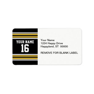 Black with Gold White Stripes Team Jersey Label