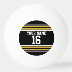 Black with Gold White Stripes Team Jersey Ping Pong Ball
