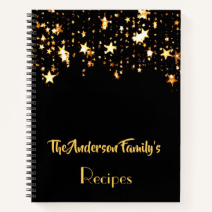 Black with golden star Family recipes notebook