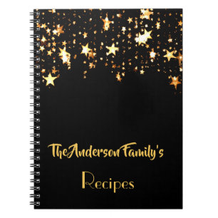 Black with golden star Family recipes notebook