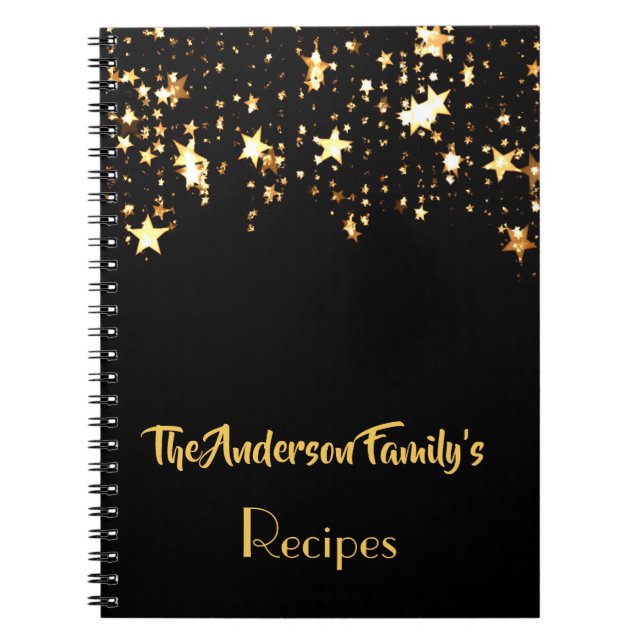 Black with golden star Family recipes notebook (Front)
