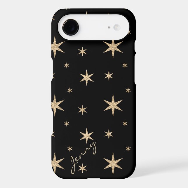 Black with Golden Stars Custom iPhone 4 Case (Back)
