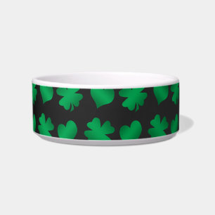 Black with green shamrocks and hearts bowl