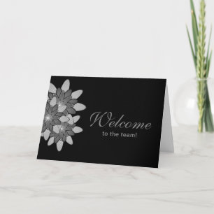 Black with Grey Floral Lotus Welcome Card