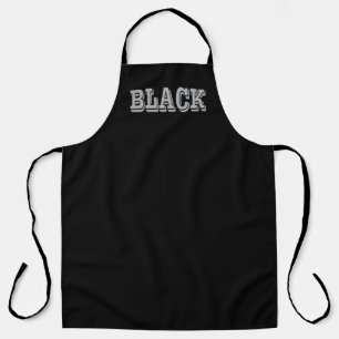 Black With Grey Text On Black Solid Colour Apron