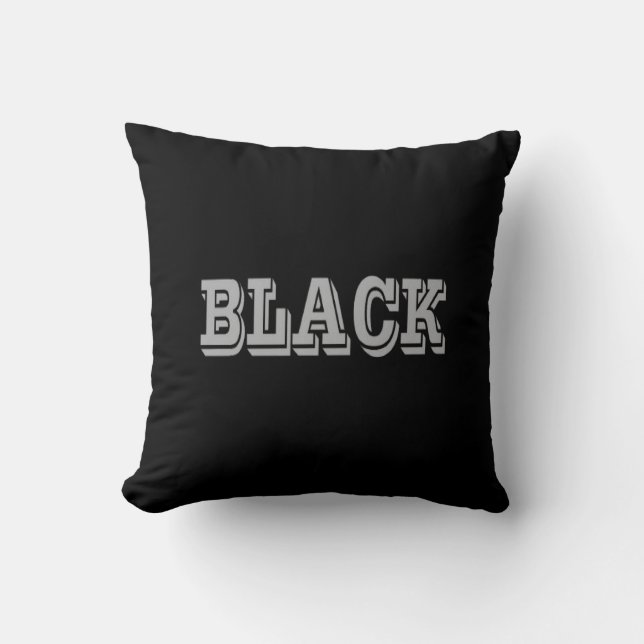 Black With Grey Text On Black Solid Colour  Cushion (Front)