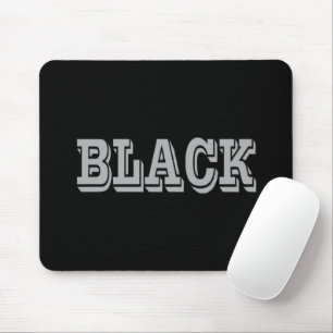 Black With Grey Text On Black Solid Colour  Mouse Mat